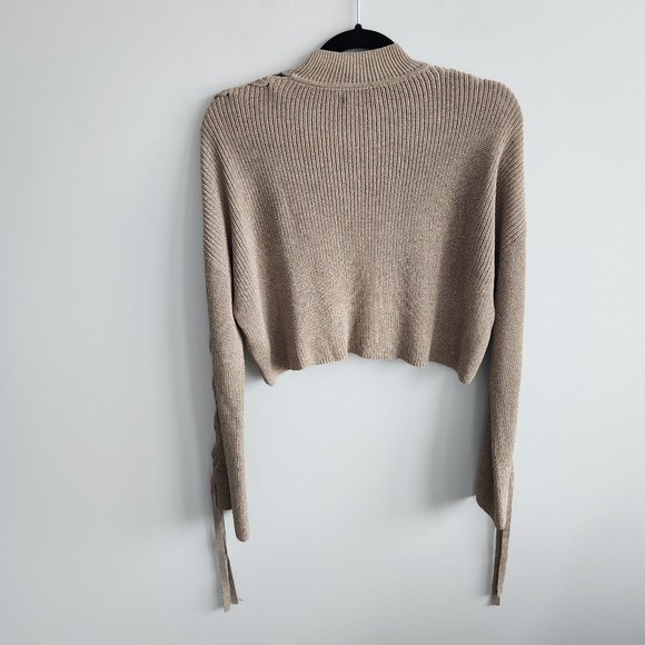 ARITZIA Wilfred Salome Knit Top Pullover Lace Up Sleeves Earth Fairy Goblincore - Picture 3 of 11